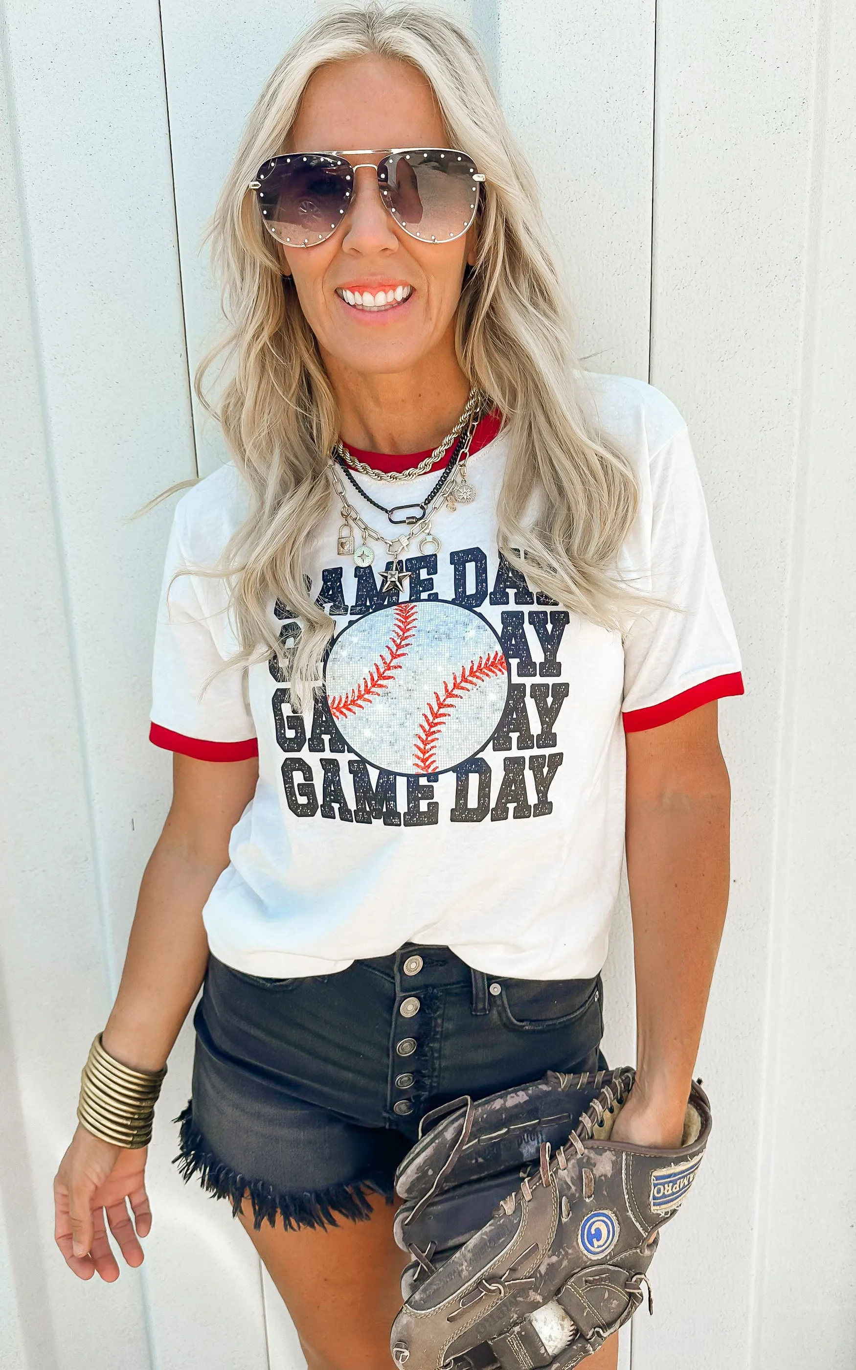 Baseball Game Day Ringer Graphic T-shirt