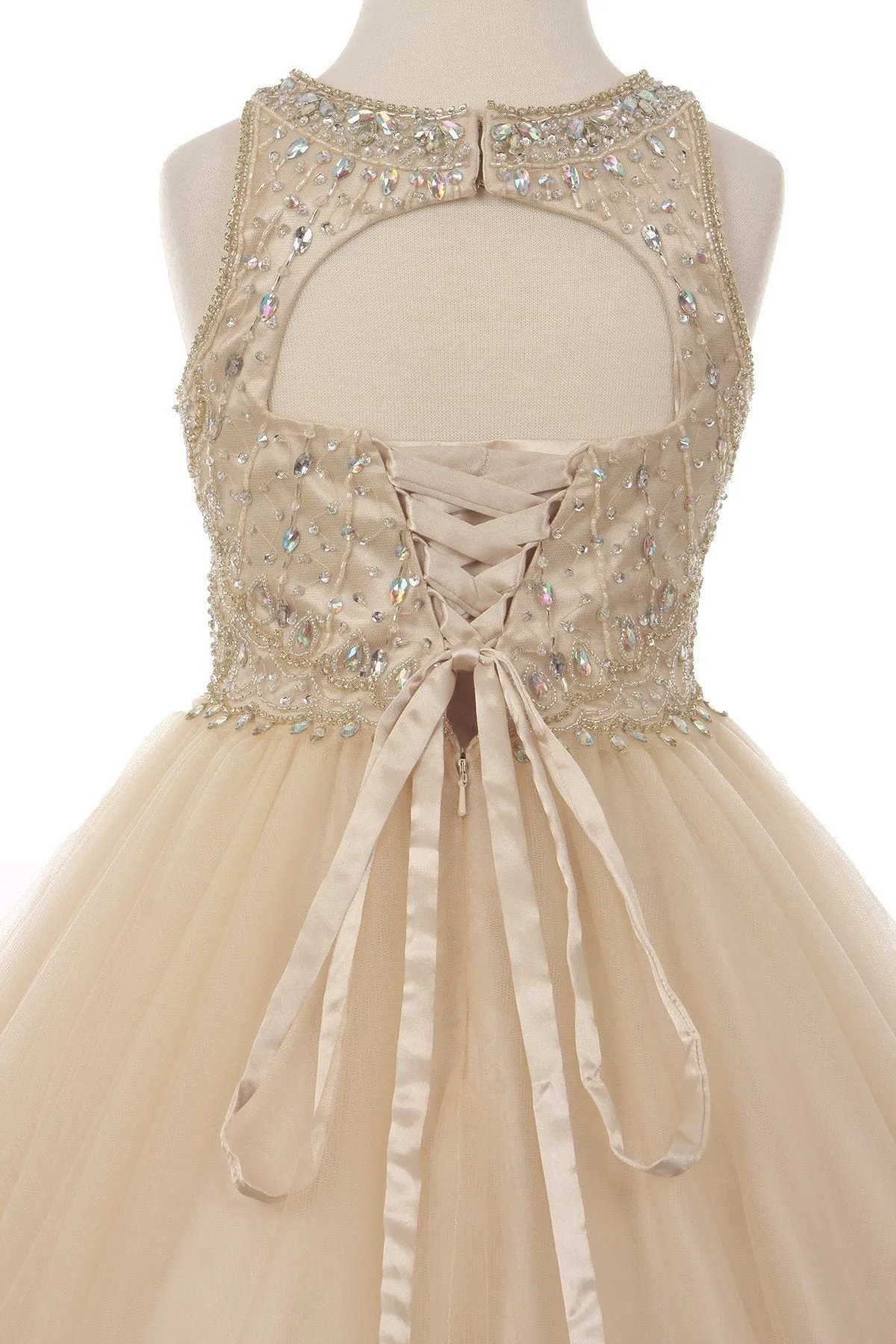 Beaded Girls Short Halter Dress by Cinderella Couture 5022