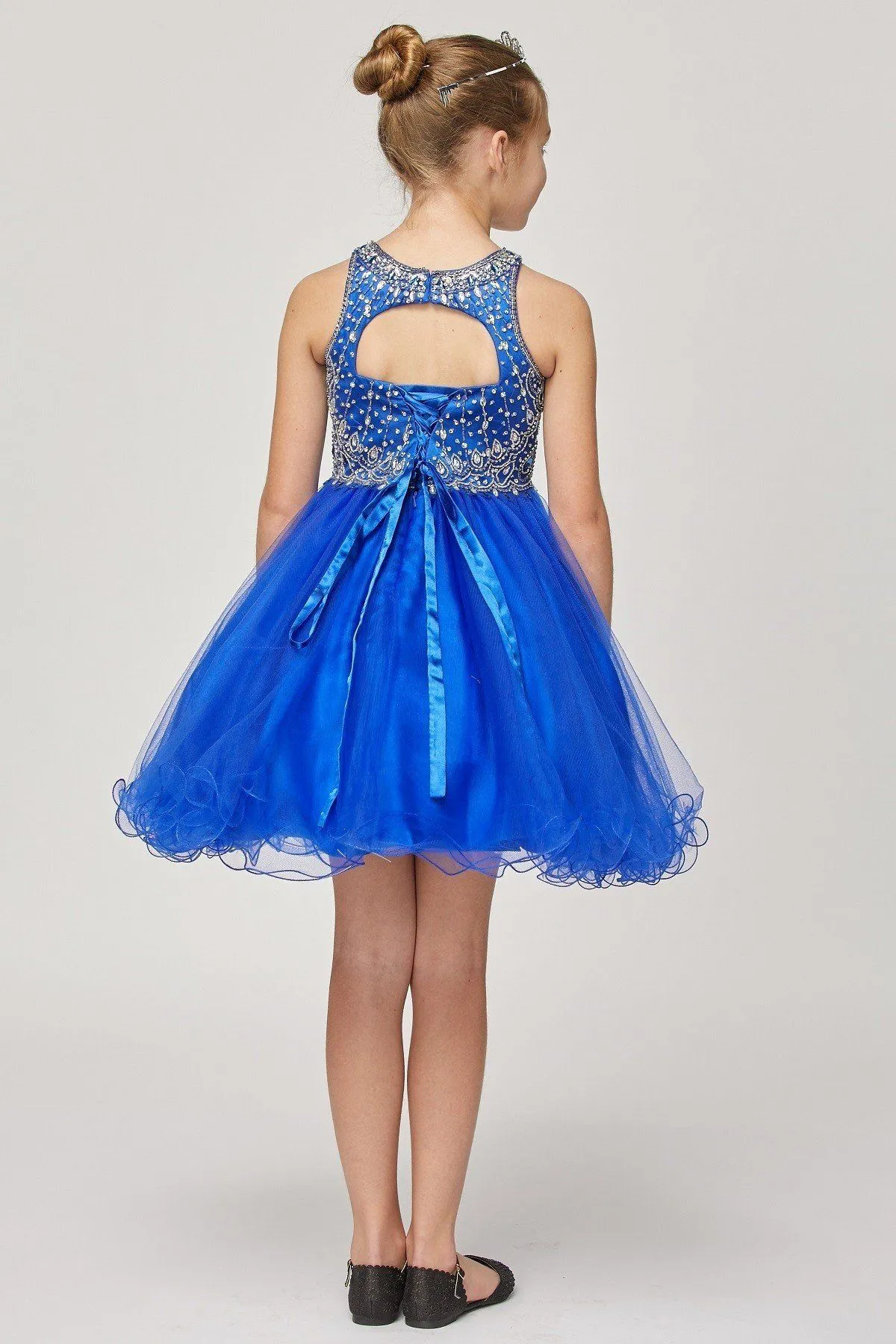 Beaded Girls Short Halter Dress by Cinderella Couture 5022