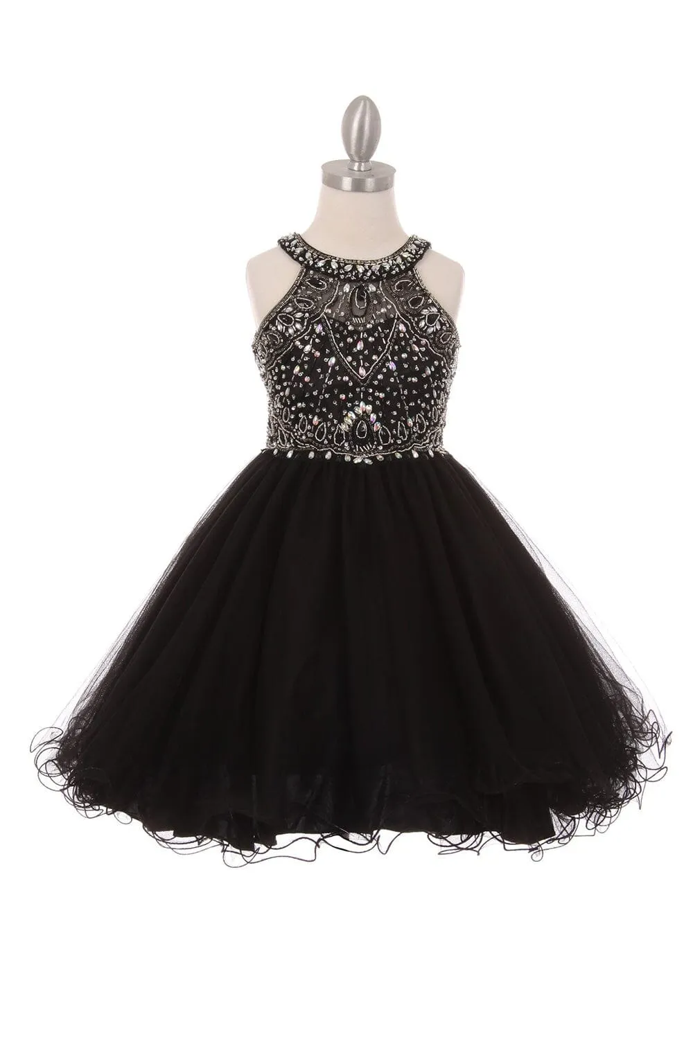 Beaded Girls Short Halter Dress by Cinderella Couture 5022