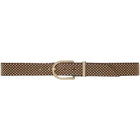 Beautiful leather belt decorated with studs / 13720 - Dark brown