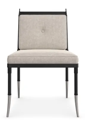 Beige Linen Buttoned Chair | Caracole Athena