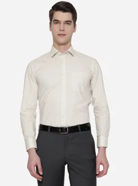 Beige Printed Slim Fit Formal Shirt | Greenfibre