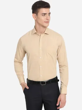 Beige Solid Regular Fit Formal Shirt | JadeBlue