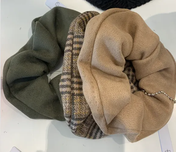 Beige Suede Scrunchie