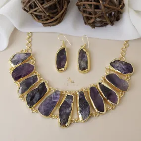 Bellavo Raw Stone Neckpiece With Earring