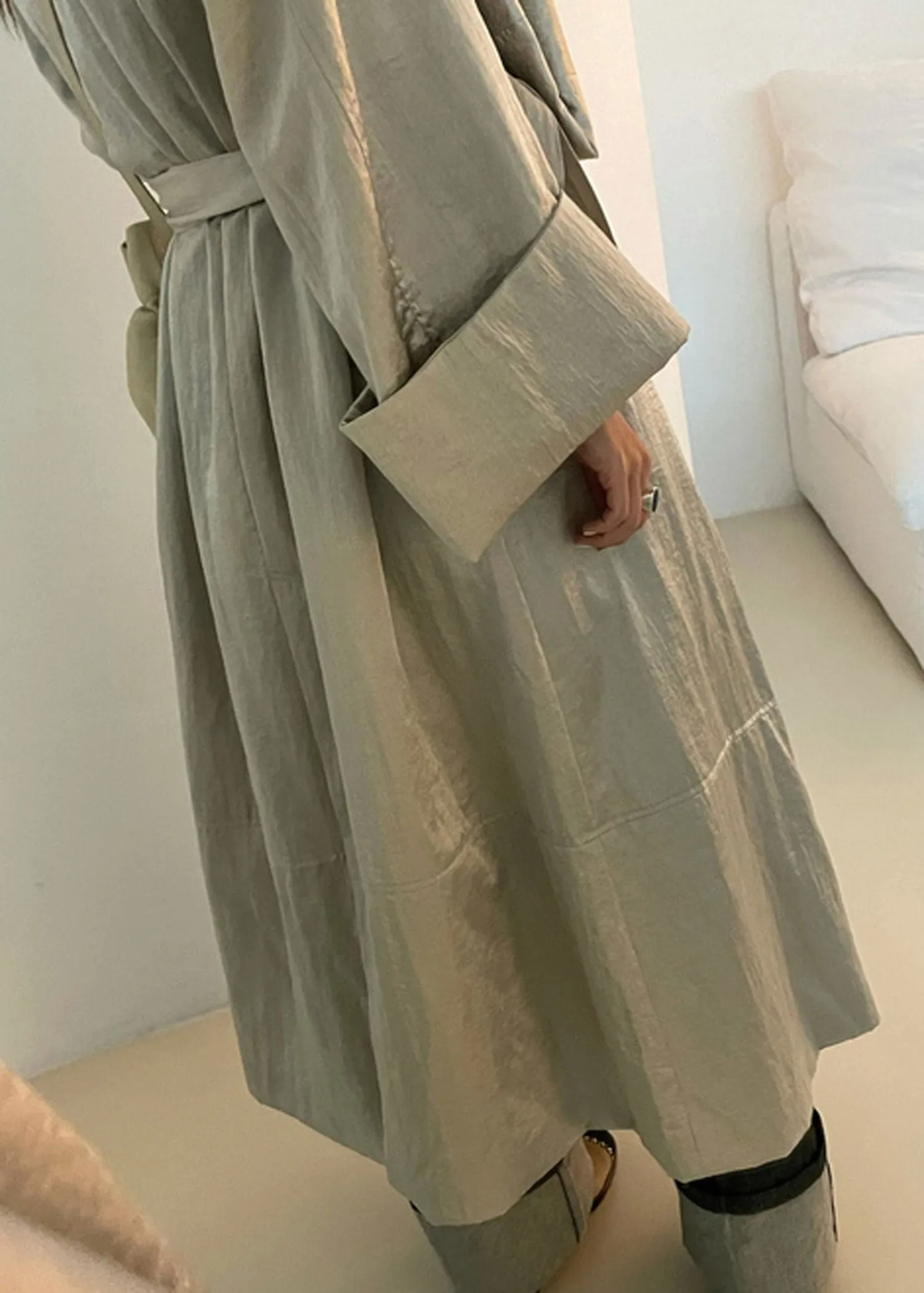 Belted Satin Trench Coat