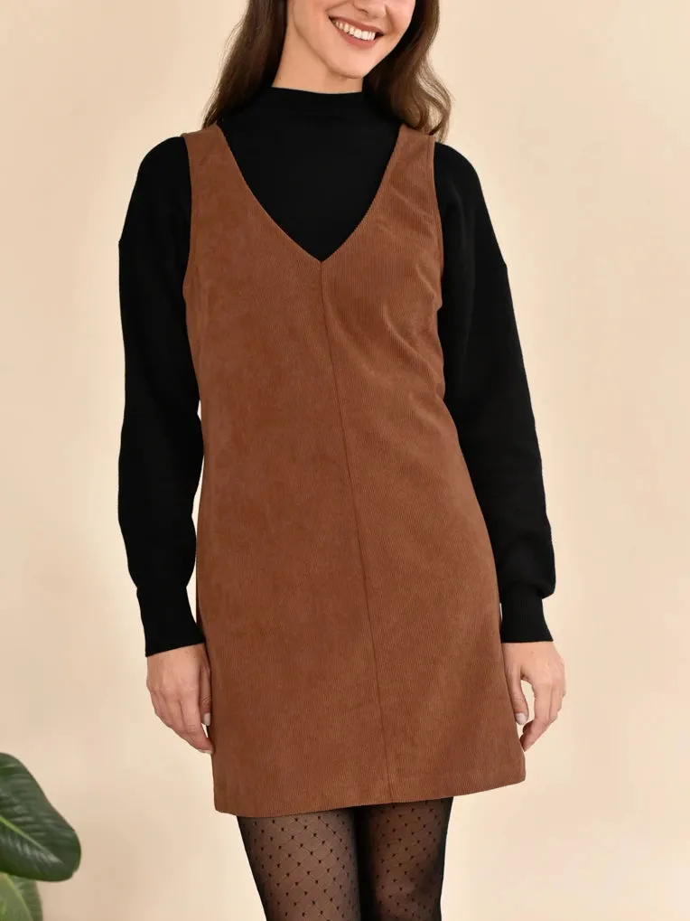 Betty Cognac Corduroy Dress