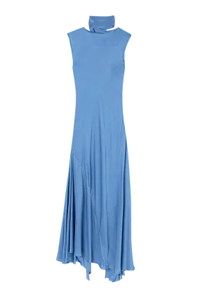 Bias-Cut Asymmetrical Sky Blue Dress