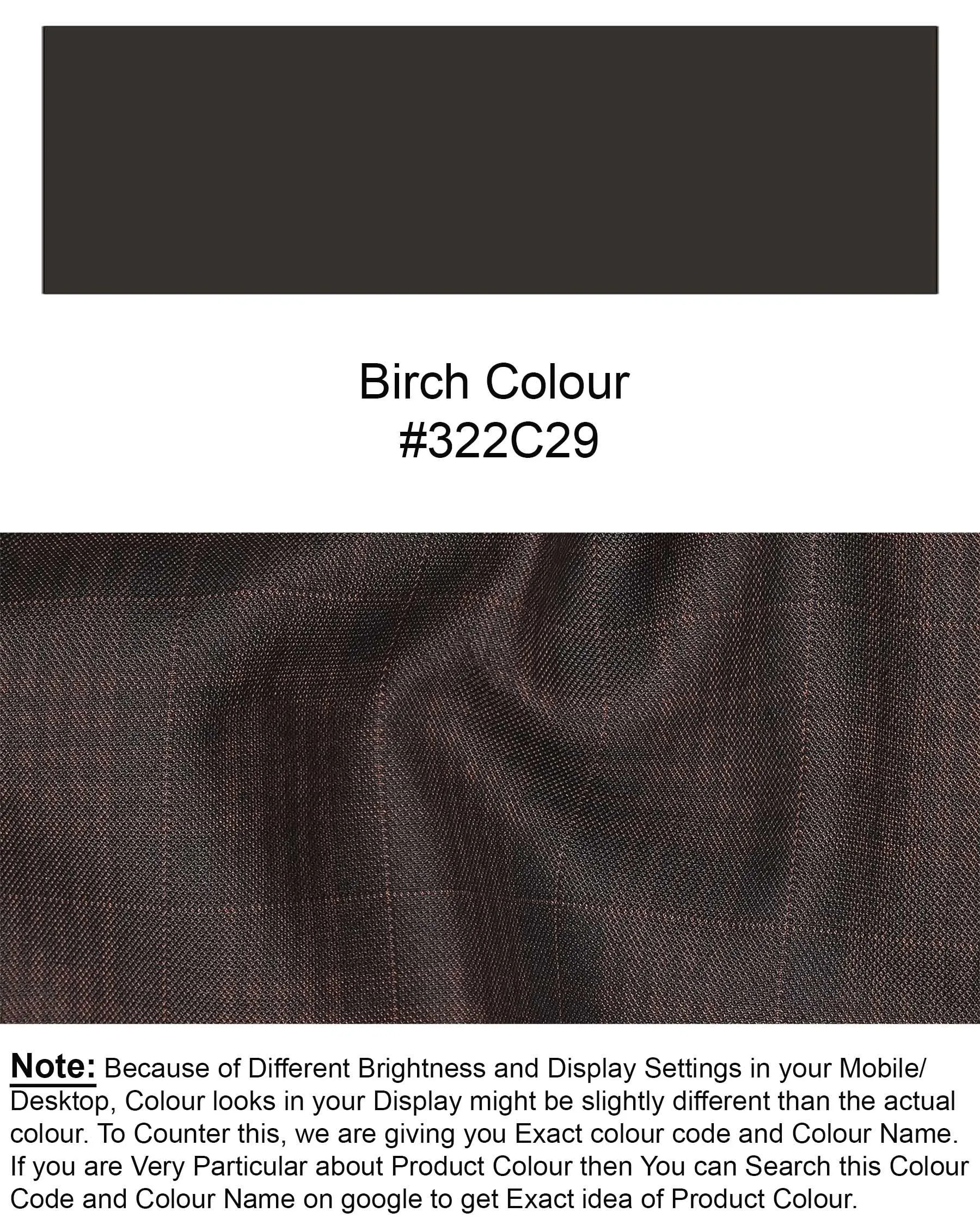 Birch Brown Plaid Cross Placket Bandhgala Suit