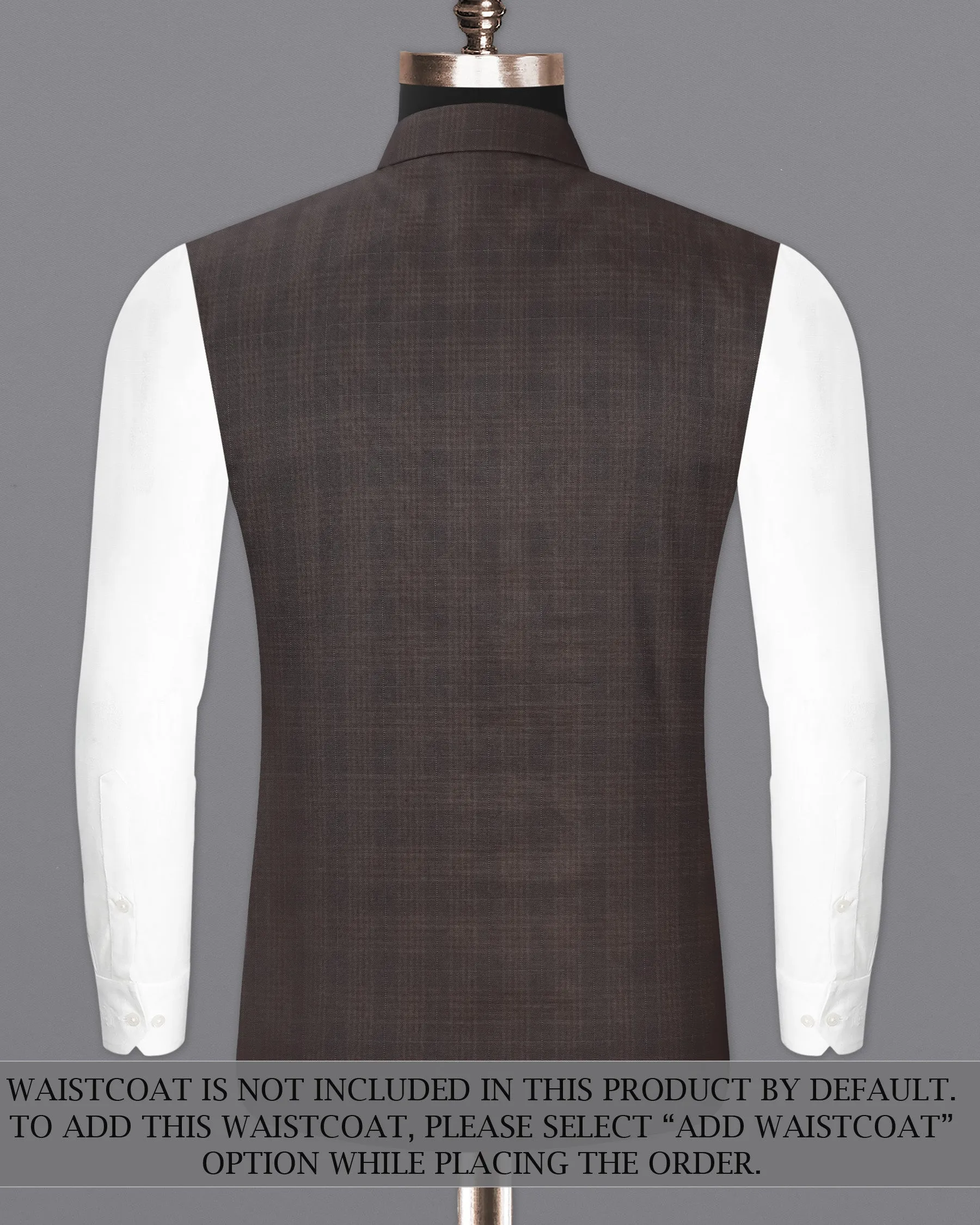 Birch Brown Plaid Cross Placket Bandhgala Suit