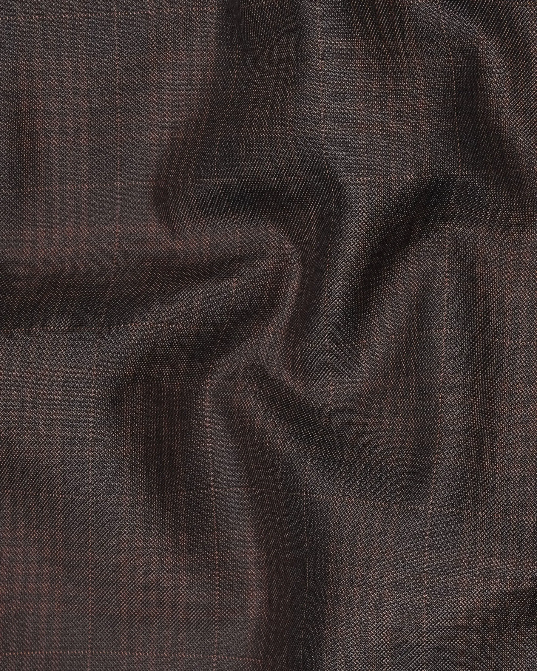 Birch Brown Plaid Cross Placket Bandhgala Suit