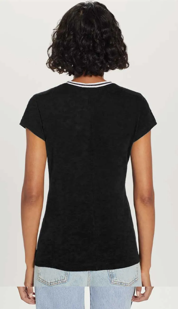 Black Gunmetal Shimmer Tipped Ringer Tee