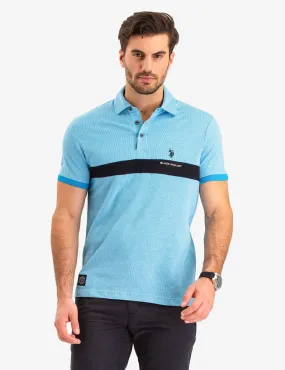 BLACK MALLET JACQUARD STRIPE POLO SHIRT