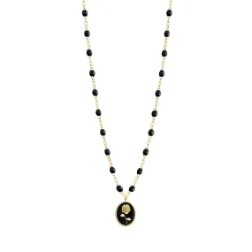 Black Rose Necklace, Yellow Gold, 16.5"