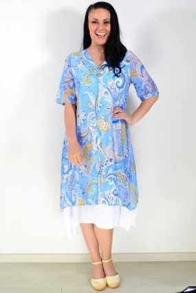 Blue Paisley Summer Tunic Dress