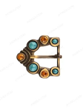 Bohemian Design Frame Beaded Belt Buckle with Prong