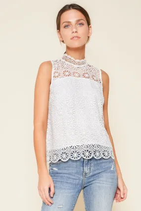 Bora Bora Crochet Mock Neck Blouse