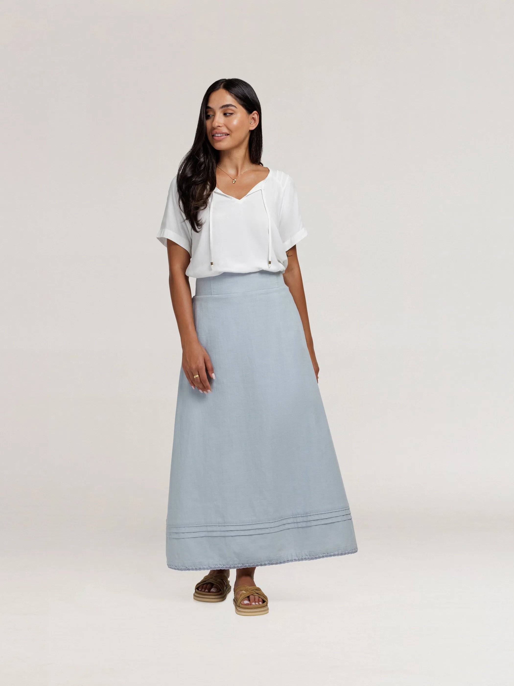 Bordeaux Cotton Skirt Slate Blue