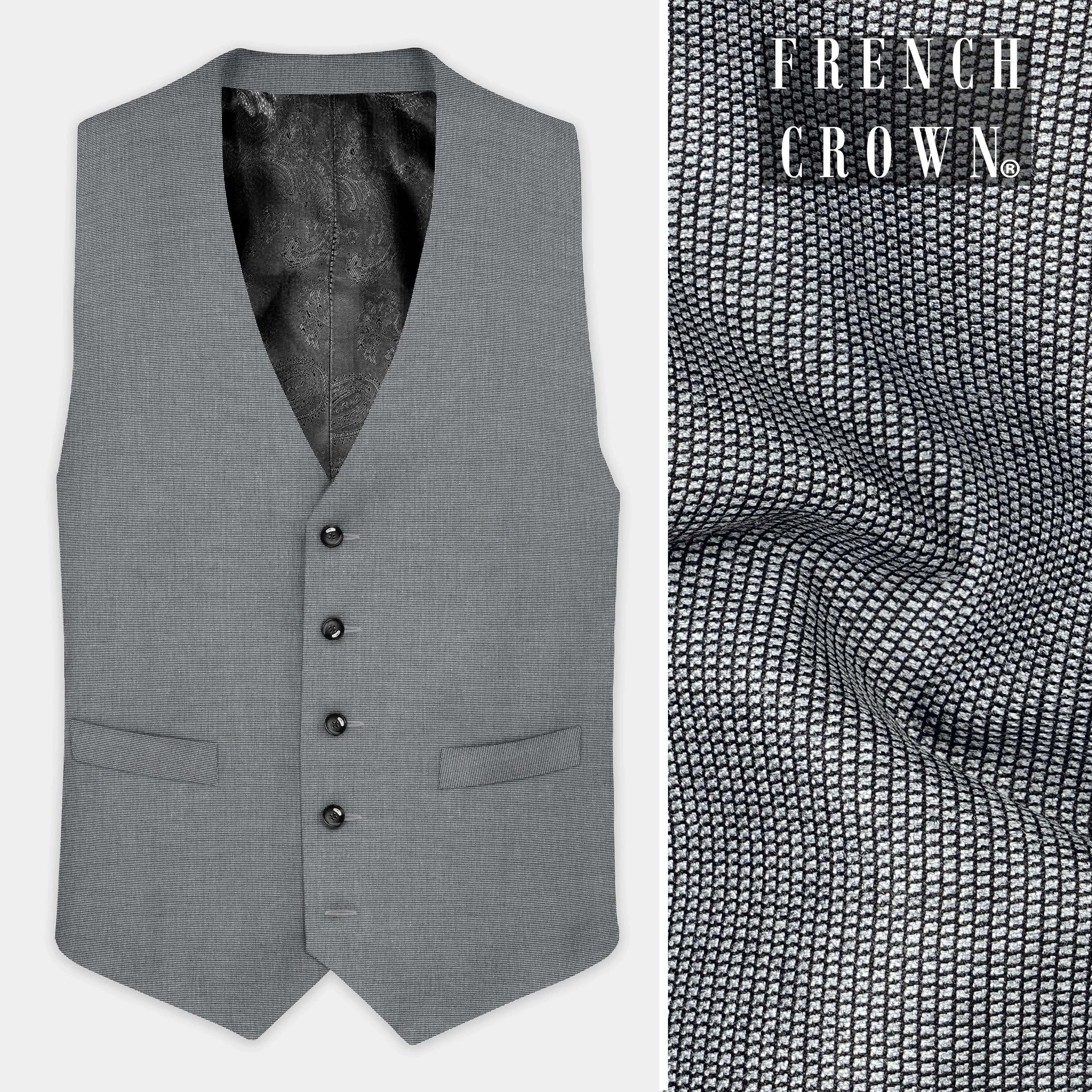 Boulder Gray Textured Wool Blend Waistcoat