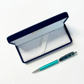 Boxed NZ Ballpoint Pen with Floating Paua Shell Pieces