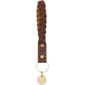 Braided leather keyhanger / 14870 - Brandy