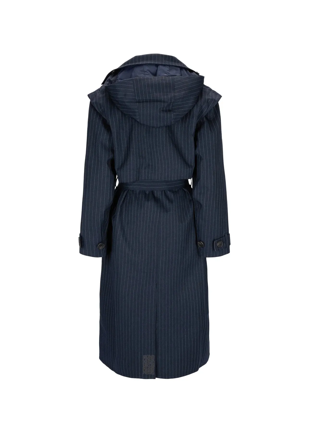 BRGN Regndrape Trench Coat Navy Pinstripe