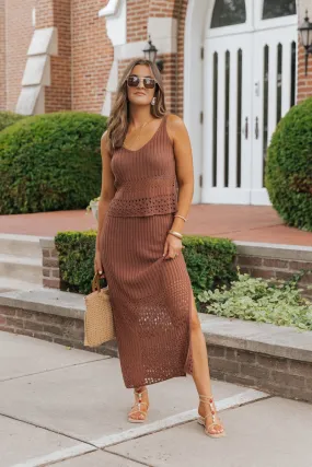 Brown Crochet Sweater Tank Top - FINAL SALE