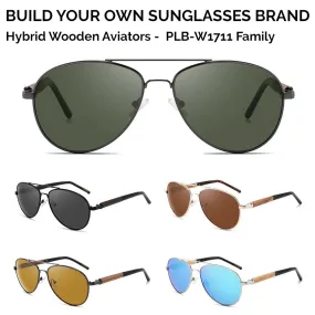 Build Your Own Sunglass Brand - 50 Hybrid Wooden Aviators