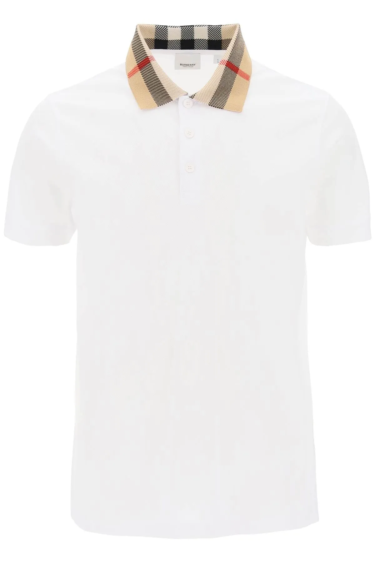 BURBERRY check collar cody polo shirt