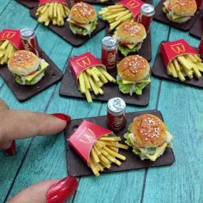 Burger Fries Coke Fast Food Miniature Food Magnet