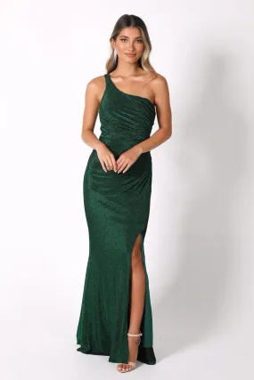 CALI One Shoulder Maxi Dress - Shimmer Green