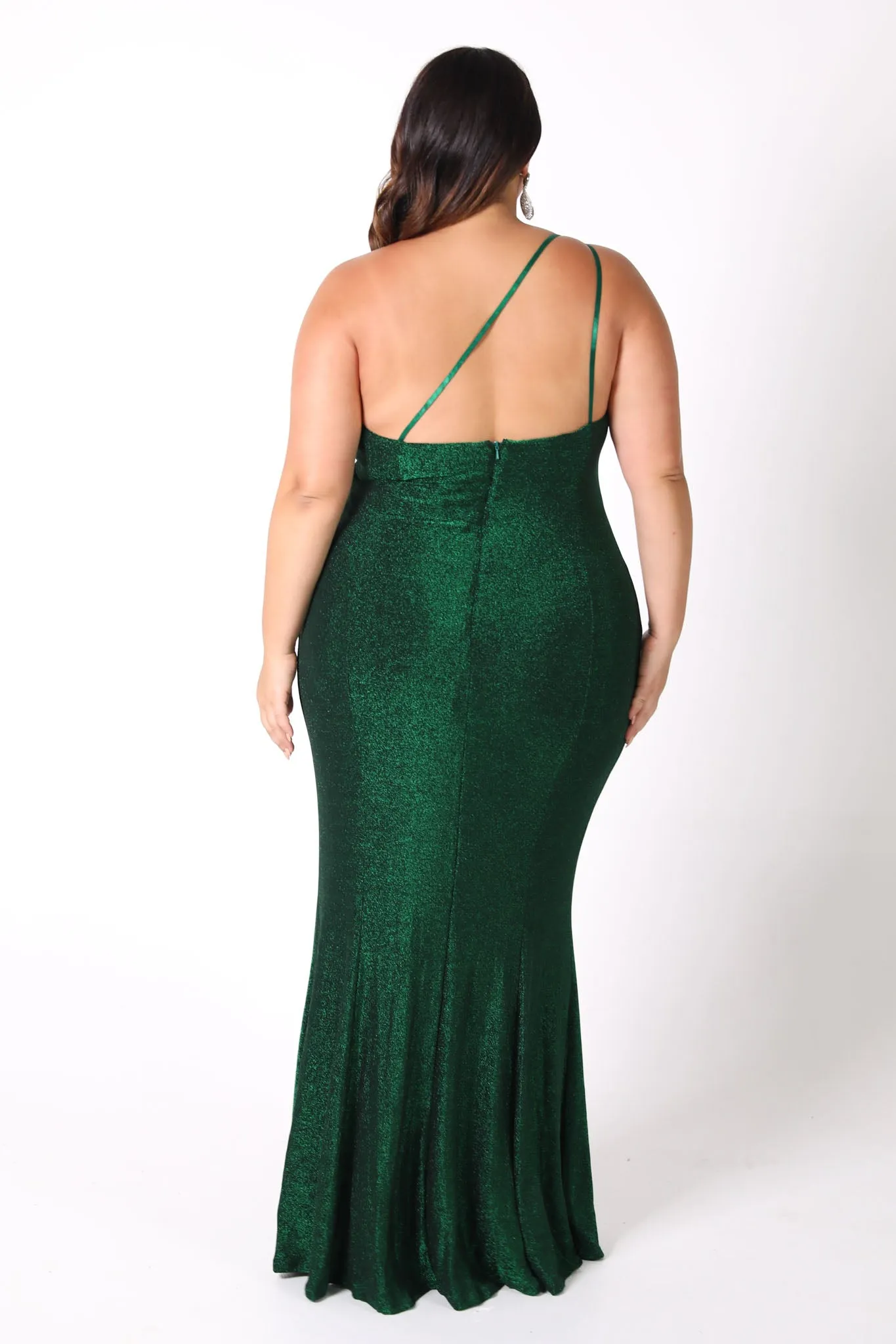 CALI One Shoulder Maxi Dress - Shimmer Green