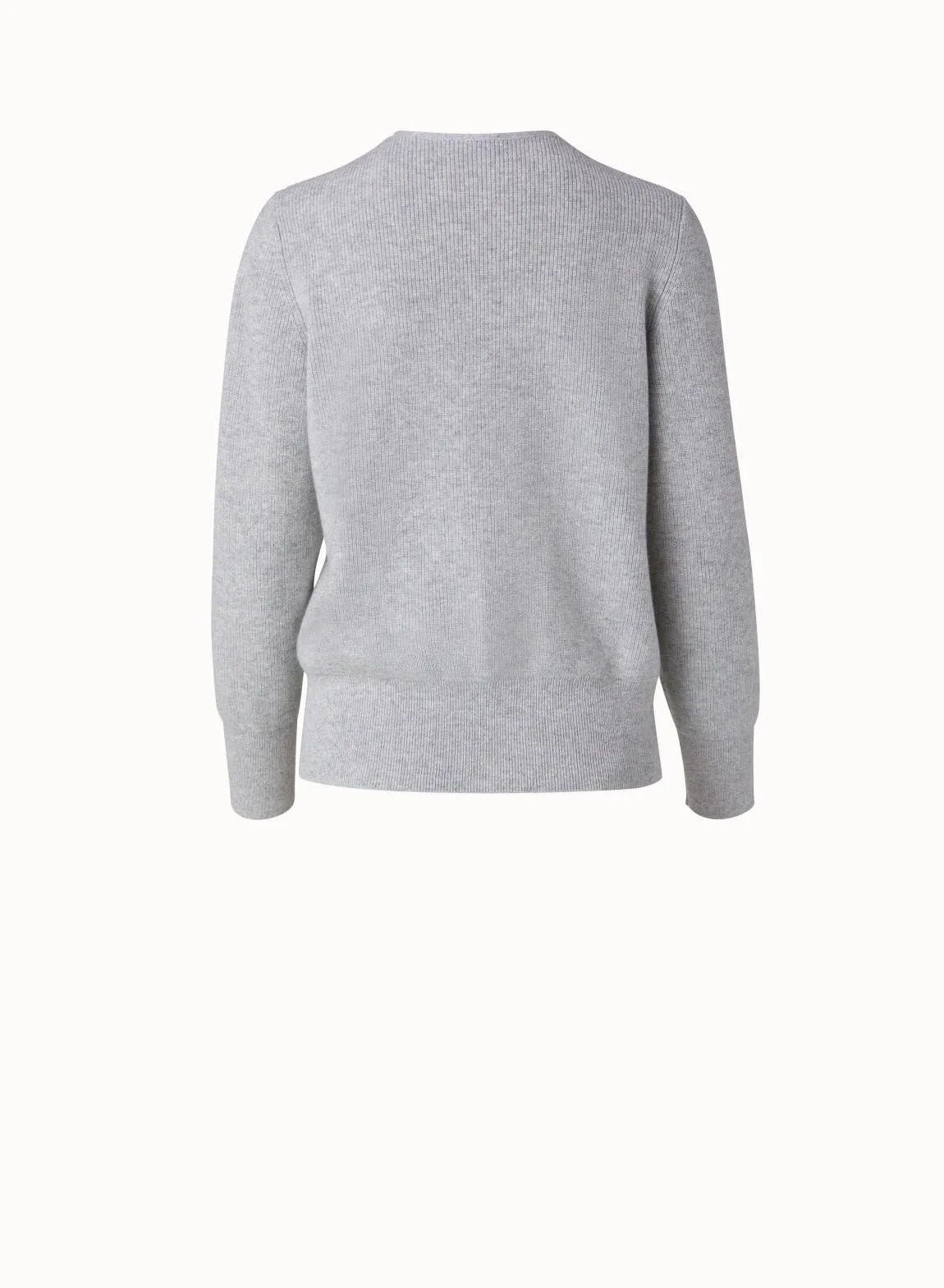 Cashmere Lurex Ribbed V-Neck Knit Pullover