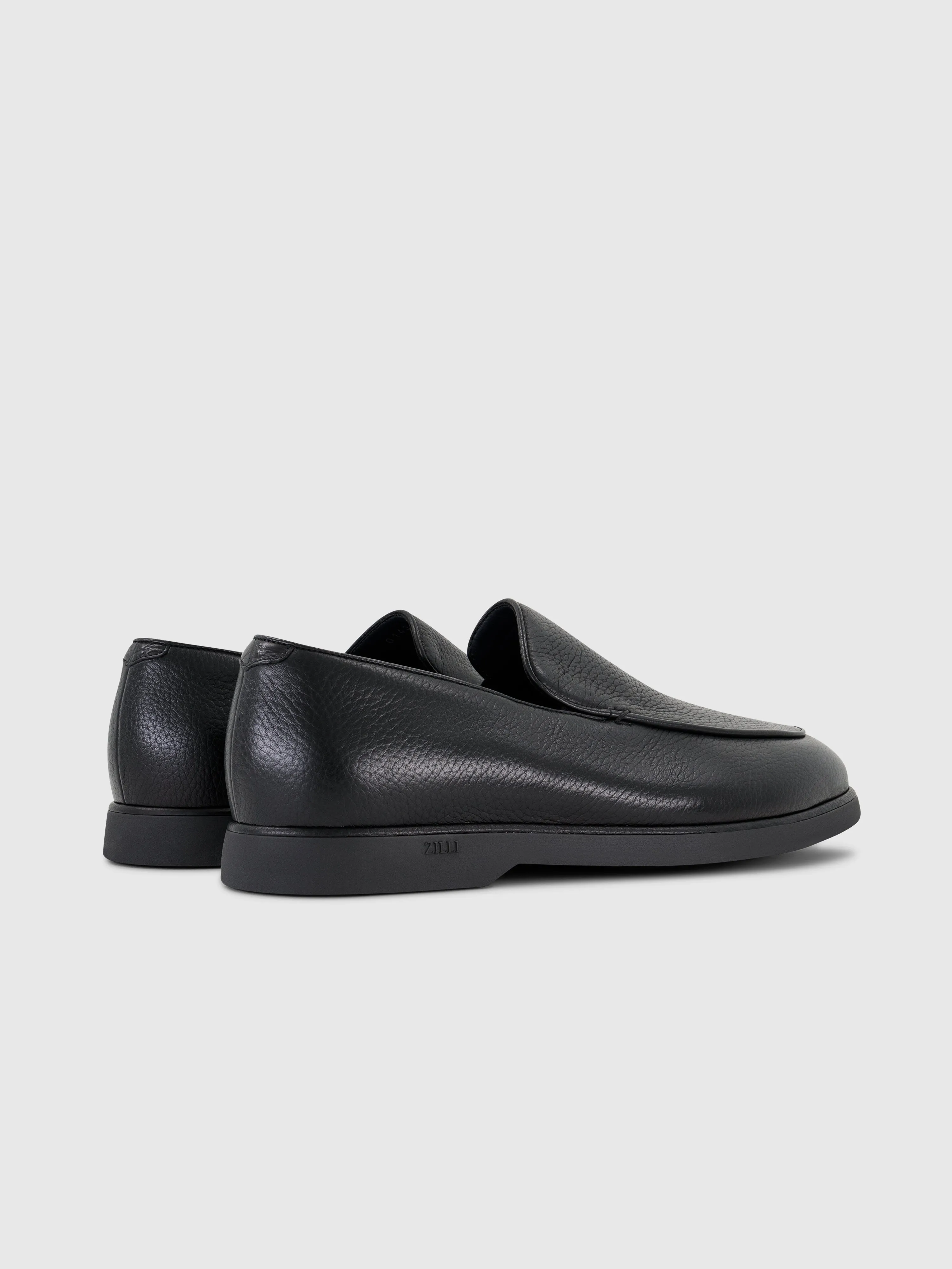 Casual Loafers in Deerskin and Caiman Black