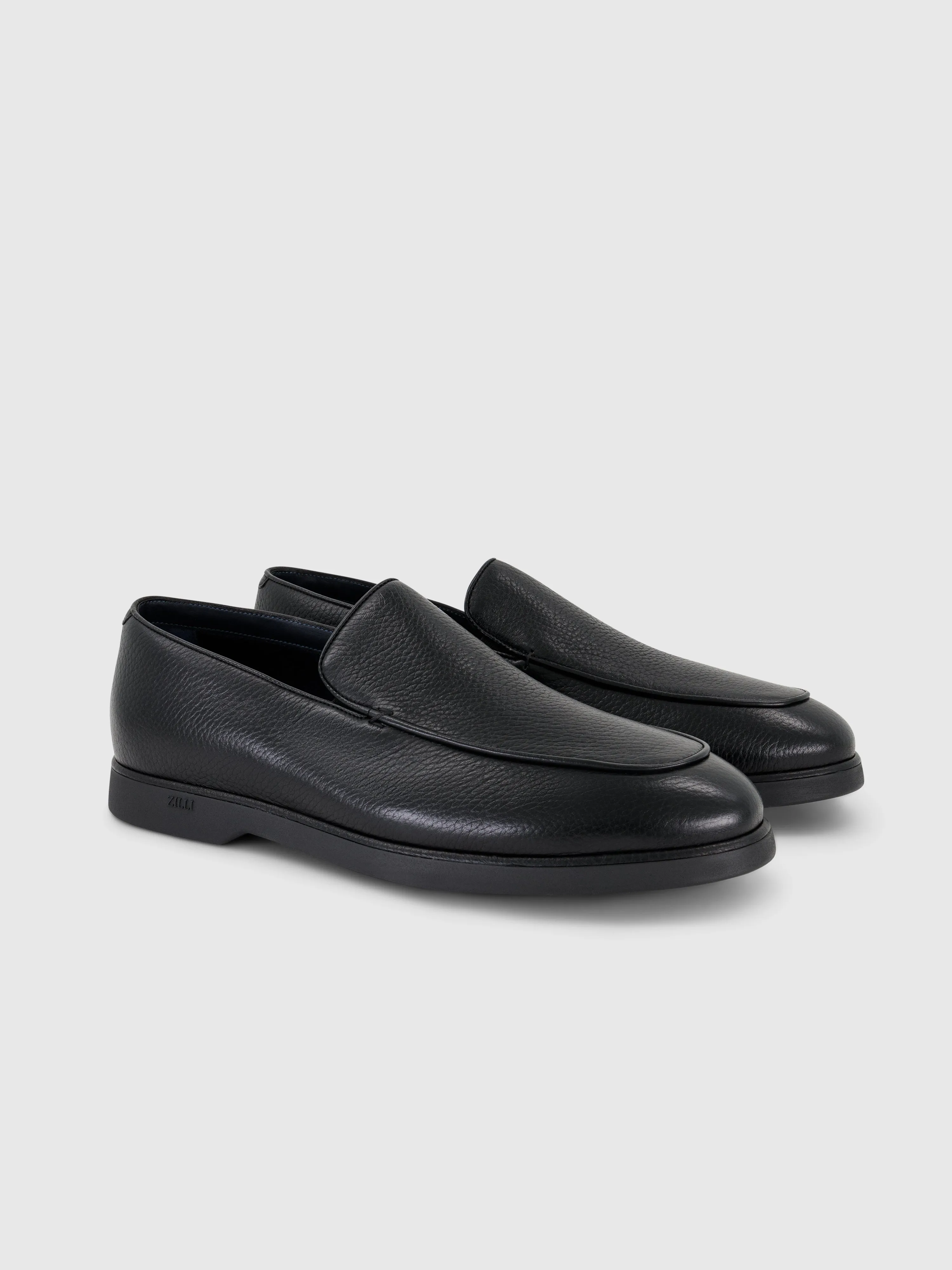 Casual Loafers in Deerskin and Caiman Black