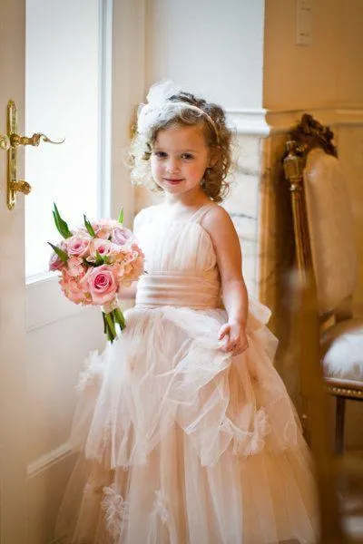 Charming Tulle Square Neckline Ankle-length A-line Flower Girl Dresses FD036