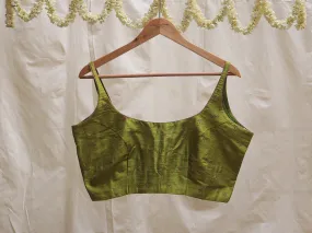 Chartreuse green, Raw silk, Hand embroidery blouse