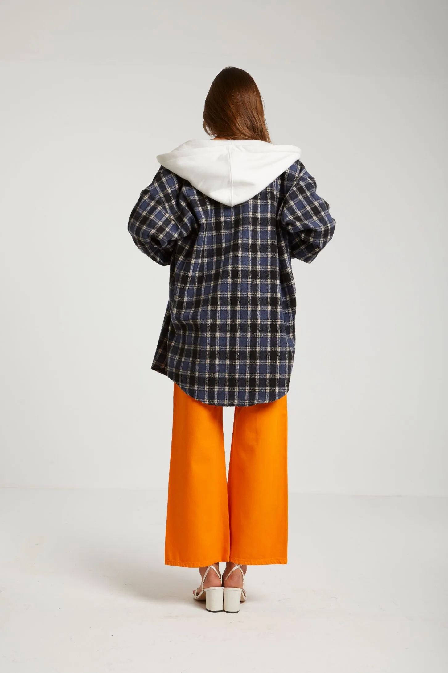 CHECKERED OVERSIZED SHIRT - NAVY