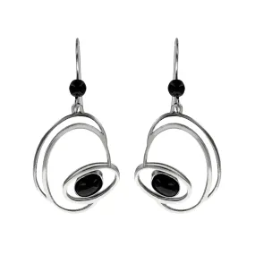 Christophe Poly Asymmetrical Ovals With Black Earrings