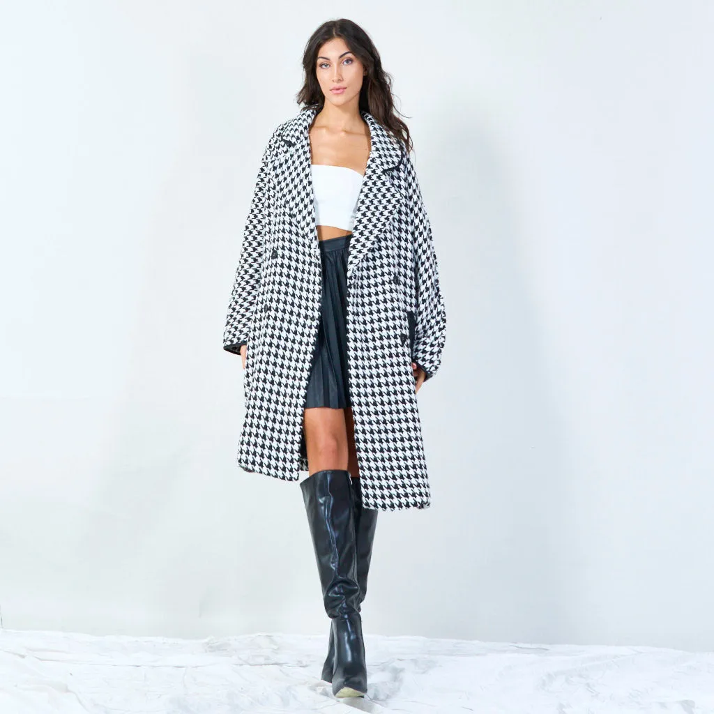 Classic houndstooth oversized coat wholesale