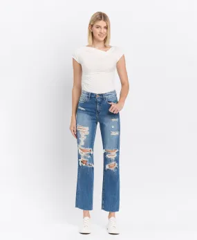 Congratulations - Distressed High Rise Ankle Straight Jeans