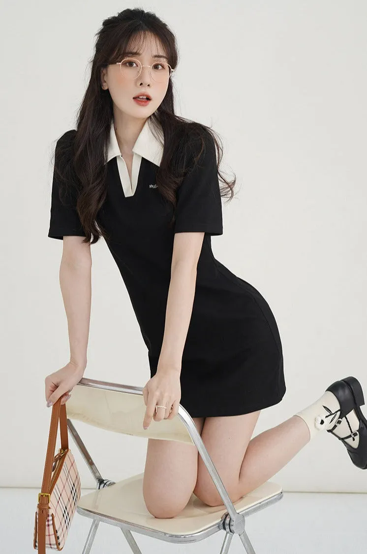 Contrast Collar Mini Dress