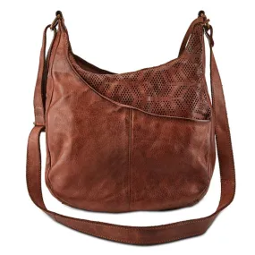 Crescent Crossbody Handbag in Supple Camel Leather