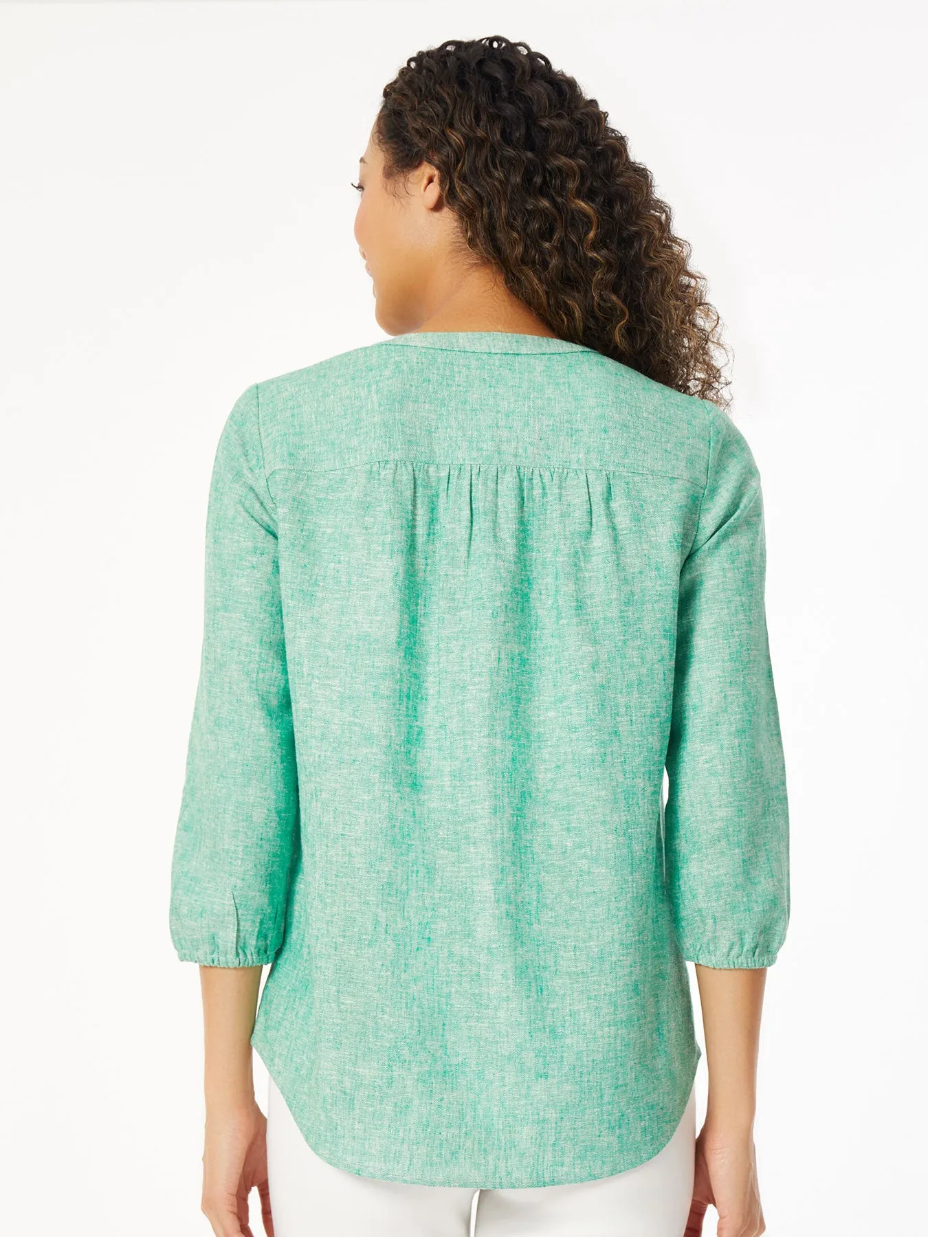 Crossdye V-Neck Pleated Kelly Blouse