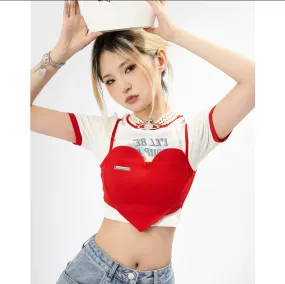 Cute cat t-shirt   heart top PL53039