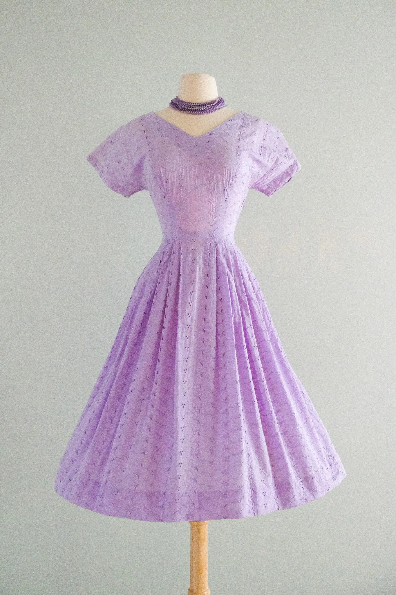 Darling 1950's Lavendar Eyelet Cotton Sundress / Sz SM