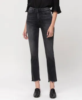 Delta Dawn - High Rise Slim Straight Crop Uneven Hem Jeans