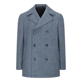 Denim Herringbone Cathal Irish Tweed Peacoat