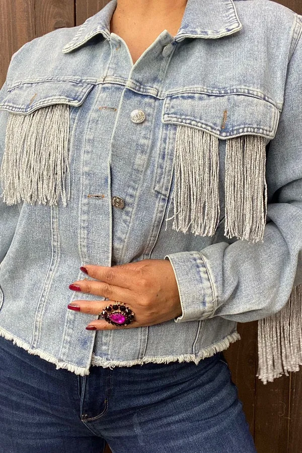 Denim Jacket with Silver fringe